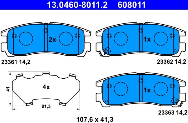 ATE 13.0460-8011.2 - Kit de plaquettes de frein, frein à disque cwaw.fr