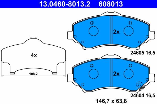 ATE 13.0460-8013.2 - Kit de plaquettes de frein, frein à disque cwaw.fr