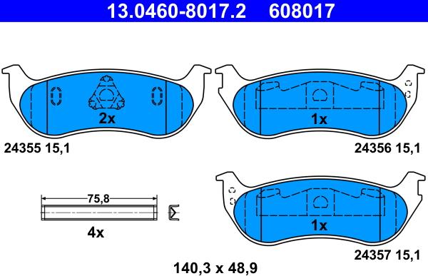 ATE 13.0460-8017.2 - Kit de plaquettes de frein, frein à disque cwaw.fr