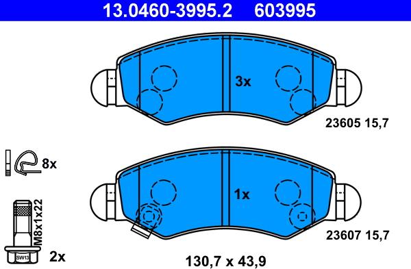 ATE 13.0460-3995.2 - Kit de plaquettes de frein, frein à disque cwaw.fr