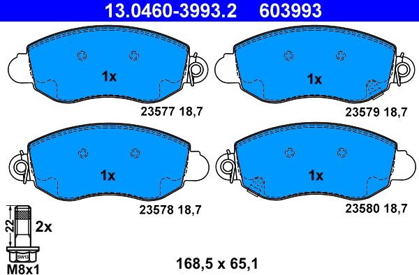 ATE 13.0460-3993.2 - Kit de plaquettes de frein, frein à disque cwaw.fr