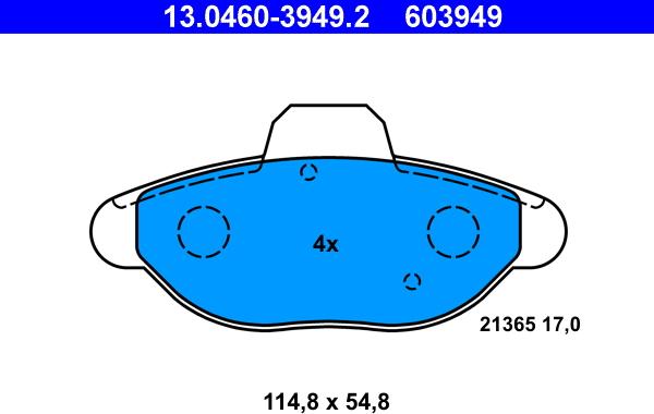 ATE 13.0460-3949.2 - Kit de plaquettes de frein, frein à disque cwaw.fr