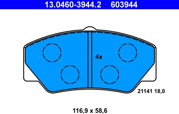 ATE 13.0460-3944.2 - Kit de plaquettes de frein, frein à disque cwaw.fr