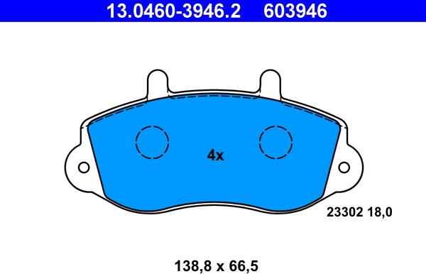 ATE 13.0460-3946.2 - Kit de plaquettes de frein, frein à disque cwaw.fr