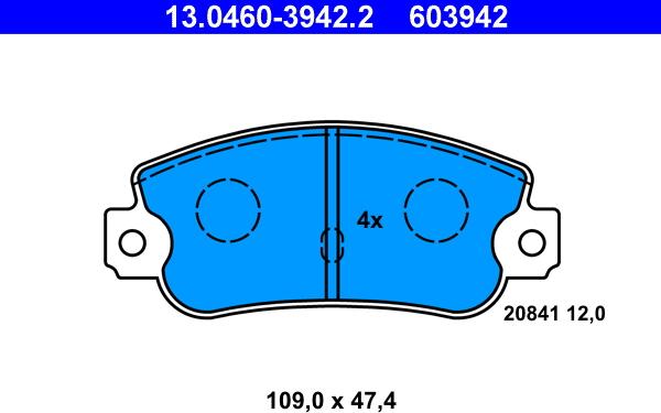 ATE 13.0460-3942.2 - Kit de plaquettes de frein, frein à disque cwaw.fr