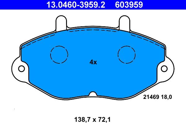 ATE 13.0460-3959.2 - Kit de plaquettes de frein, frein à disque cwaw.fr