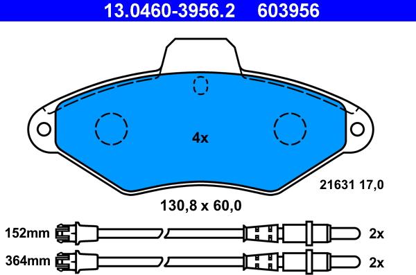 ATE 13.0460-3956.2 - Kit de plaquettes de frein, frein à disque cwaw.fr