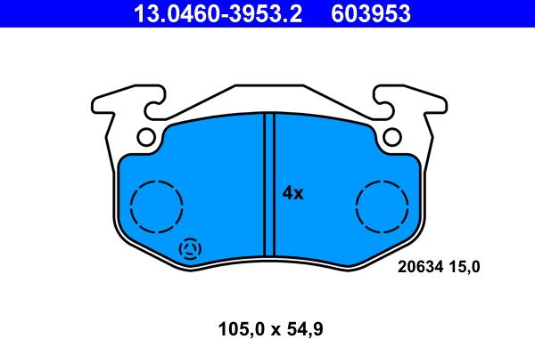 ATE 13.0460-3953.2 - Kit de plaquettes de frein, frein à disque cwaw.fr