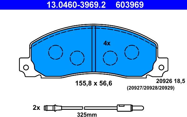 ATE 13.0460-3969.2 - Kit de plaquettes de frein, frein à disque cwaw.fr