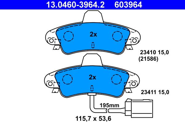 ATE 13.0460-3964.2 - Kit de plaquettes de frein, frein à disque cwaw.fr