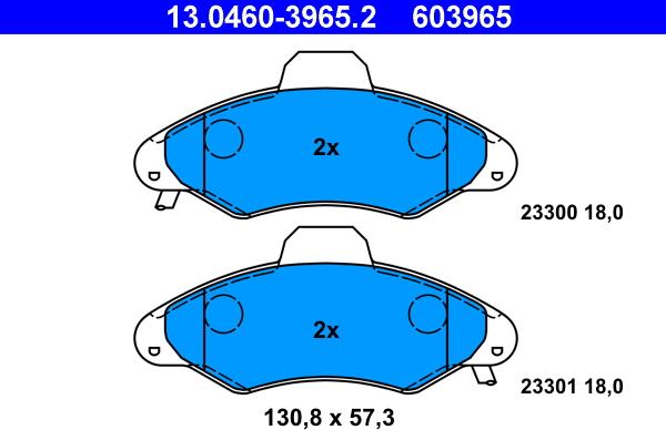 ATE 13.0460-3965.2 - Kit de plaquettes de frein, frein à disque cwaw.fr