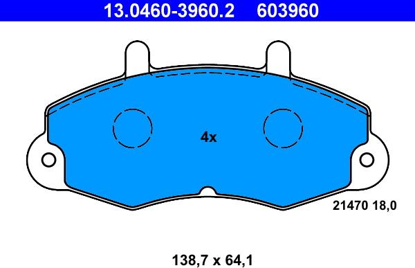 ATE 13.0460-3960.2 - Kit de plaquettes de frein, frein à disque cwaw.fr