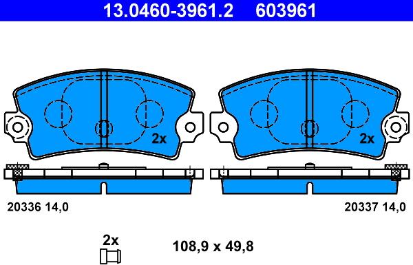 ATE 13.0460-3961.2 - Kit de plaquettes de frein, frein à disque cwaw.fr