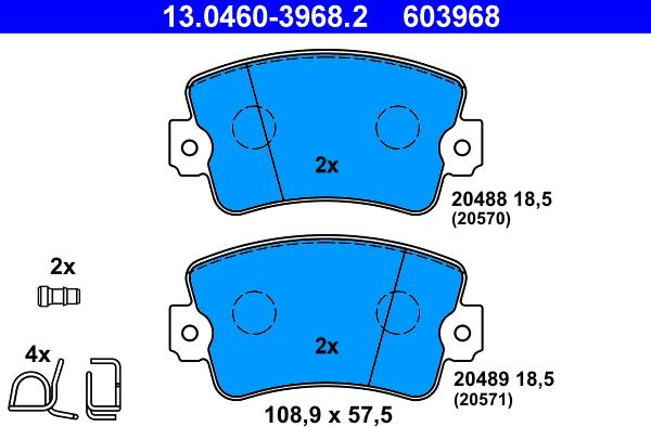 ATE 13.0460-3968.2 - Kit de plaquettes de frein, frein à disque cwaw.fr