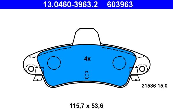 ATE 13.0460-3963.2 - Kit de plaquettes de frein, frein à disque cwaw.fr