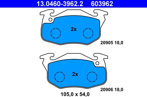 ATE 13.0460-3962.2 - Kit de plaquettes de frein, frein à disque cwaw.fr