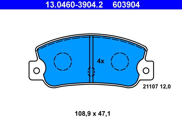 ATE 13.0460-3904.2 - Kit de plaquettes de frein, frein à disque cwaw.fr