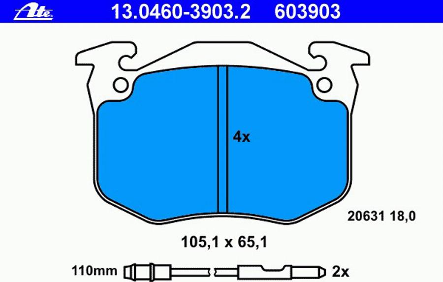 ATE 13.0460-3903.2 - Kit de plaquettes de frein, frein à disque cwaw.fr