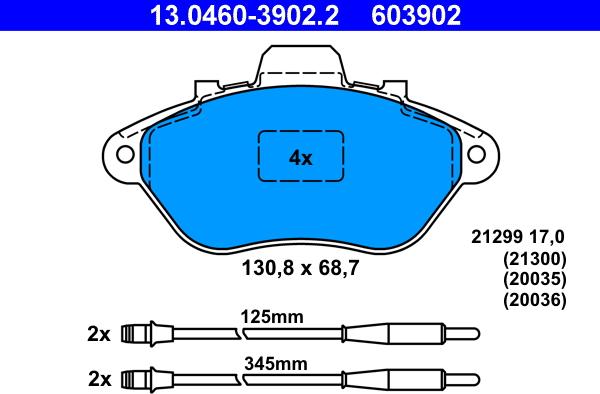 ATE 13.0460-3902.2 - Kit de plaquettes de frein, frein à disque cwaw.fr