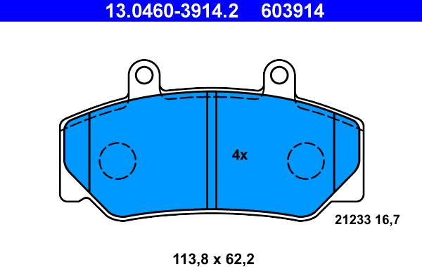 ATE 13.0460-3914.2 - Kit de plaquettes de frein, frein à disque cwaw.fr