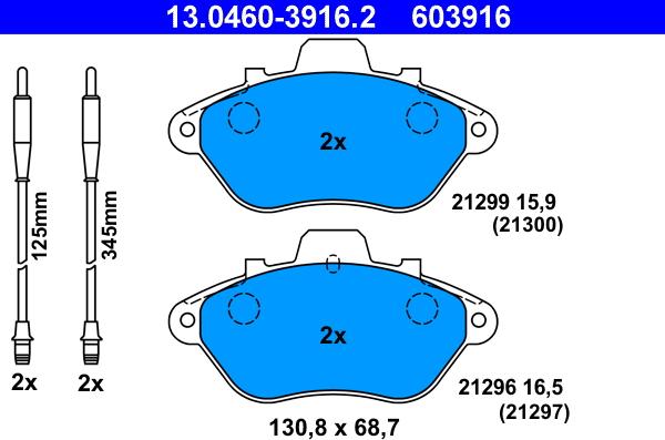 ATE 13.0460-3916.2 - Kit de plaquettes de frein, frein à disque cwaw.fr