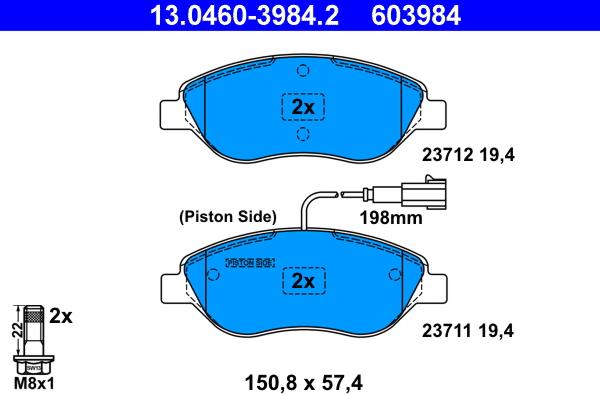 ATE 13.0460-3984.2 - Kit de plaquettes de frein, frein à disque cwaw.fr