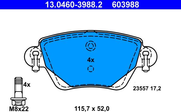 ATE 13.0460-3988.2 - Kit de plaquettes de frein, frein à disque cwaw.fr