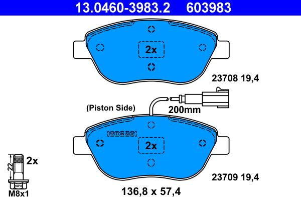 ATE 13.0460-3983.2 - Kit de plaquettes de frein, frein à disque cwaw.fr