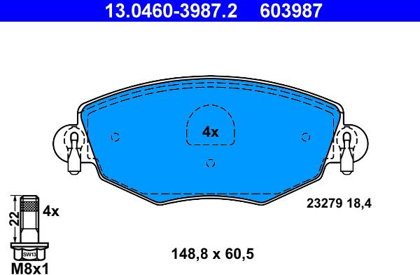 ATE 13.0460-3987.2 - Kit de plaquettes de frein, frein à disque cwaw.fr