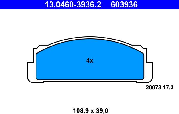 ATE 13.0460-3936.2 - Kit de plaquettes de frein, frein à disque cwaw.fr