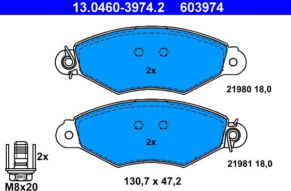 ATE 13.0460-3974.2 - Kit de plaquettes de frein, frein à disque cwaw.fr