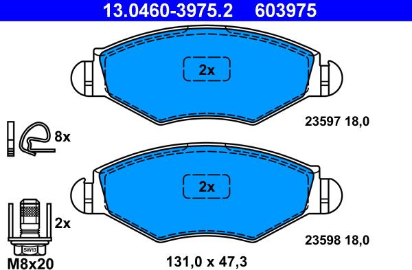 ATE 13.0460-3975.2 - Kit de plaquettes de frein, frein à disque cwaw.fr