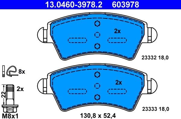 ATE 13.0460-3978.2 - Kit de plaquettes de frein, frein à disque cwaw.fr