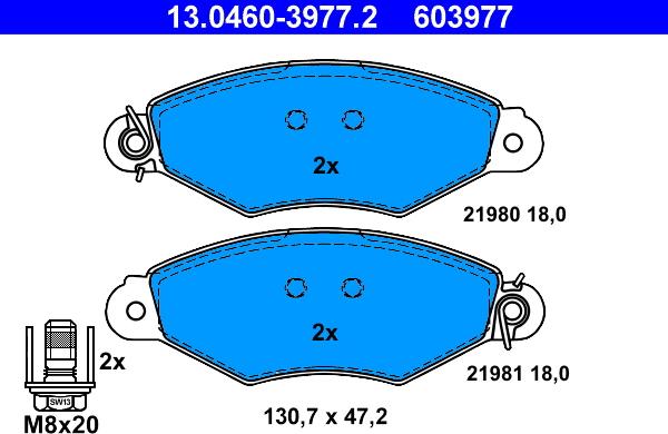 ATE 13.0460-3977.2 - Kit de plaquettes de frein, frein à disque cwaw.fr