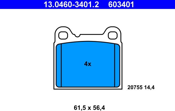 ATE 13.0460-3401.2 - Kit de plaquettes de frein, frein à disque cwaw.fr