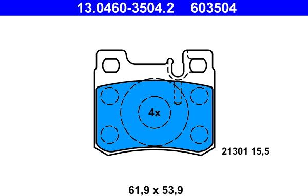 ATE 13.0460-3504.2 - Kit de plaquettes de frein, frein à disque cwaw.fr