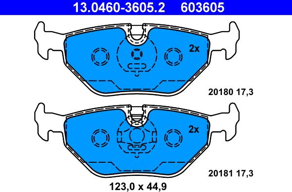 ATE 13.0460-3605.2 - Kit de plaquettes de frein, frein à disque cwaw.fr