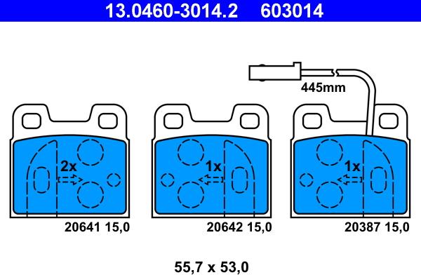 ATE 13.0460-3014.2 - Kit de plaquettes de frein, frein à disque cwaw.fr