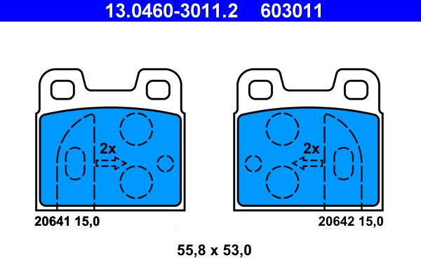 ATE 13.0460-3011.2 - Kit de plaquettes de frein, frein à disque cwaw.fr