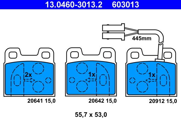 ATE 13.0460-3013.2 - Kit de plaquettes de frein, frein à disque cwaw.fr