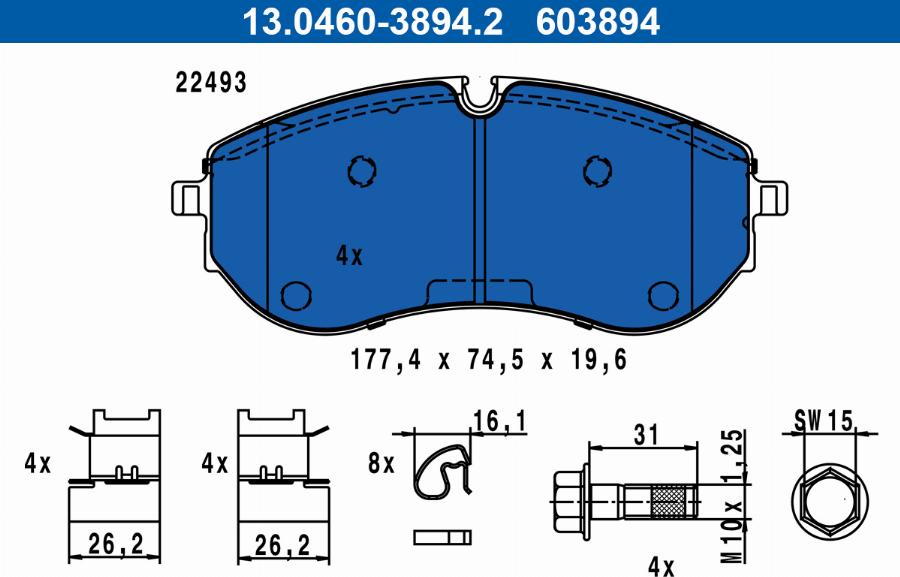 ATE 13.0460-3894.2 - Kit de plaquettes de frein, frein à disque cwaw.fr