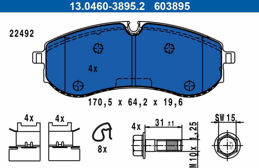 ATE 13.0460-3895.2 - Kit de plaquettes de frein, frein à disque cwaw.fr