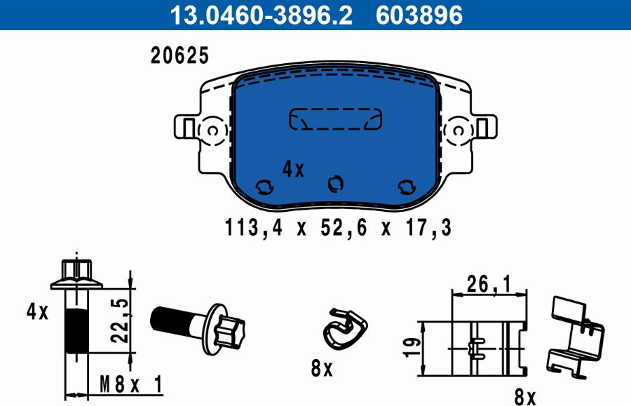 ATE 13.0460-3896.2 - Kit de plaquettes de frein, frein à disque cwaw.fr