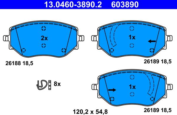 ATE 13.0460-3890.2 - Kit de plaquettes de frein, frein à disque cwaw.fr