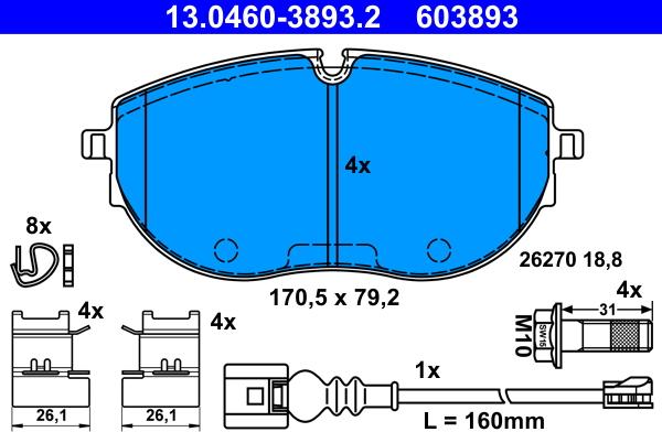 ATE 13.0460-3893.2 - Kit de plaquettes de frein, frein à disque cwaw.fr