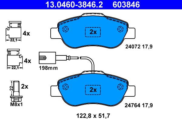 ATE 13.0460-3846.2 - Kit de plaquettes de frein, frein à disque cwaw.fr