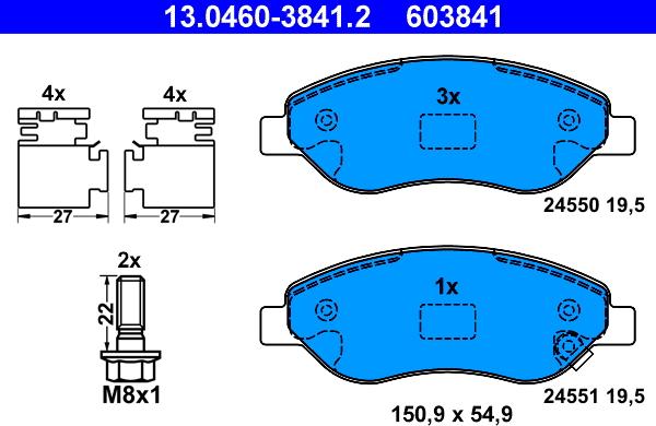 ATE 13.0460-3841.2 - Kit de plaquettes de frein, frein à disque cwaw.fr