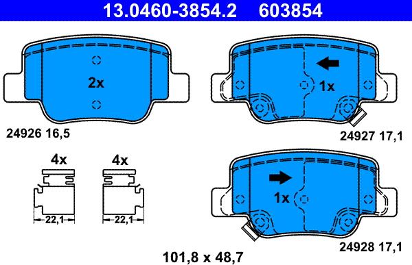 ATE 13.0460-3854.2 - Kit de plaquettes de frein, frein à disque cwaw.fr