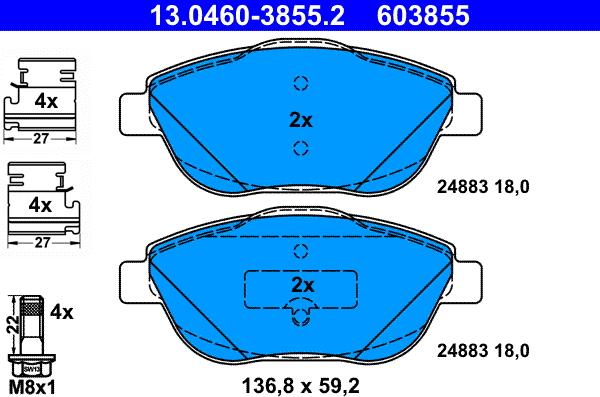 ATE 13.0460-3855.2 - Kit de plaquettes de frein, frein à disque cwaw.fr