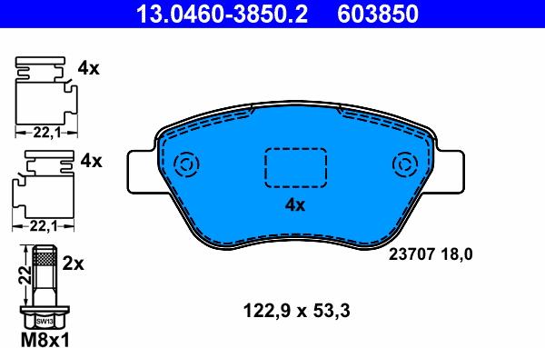 ATE 13.0460-3850.2 - Kit de plaquettes de frein, frein à disque cwaw.fr